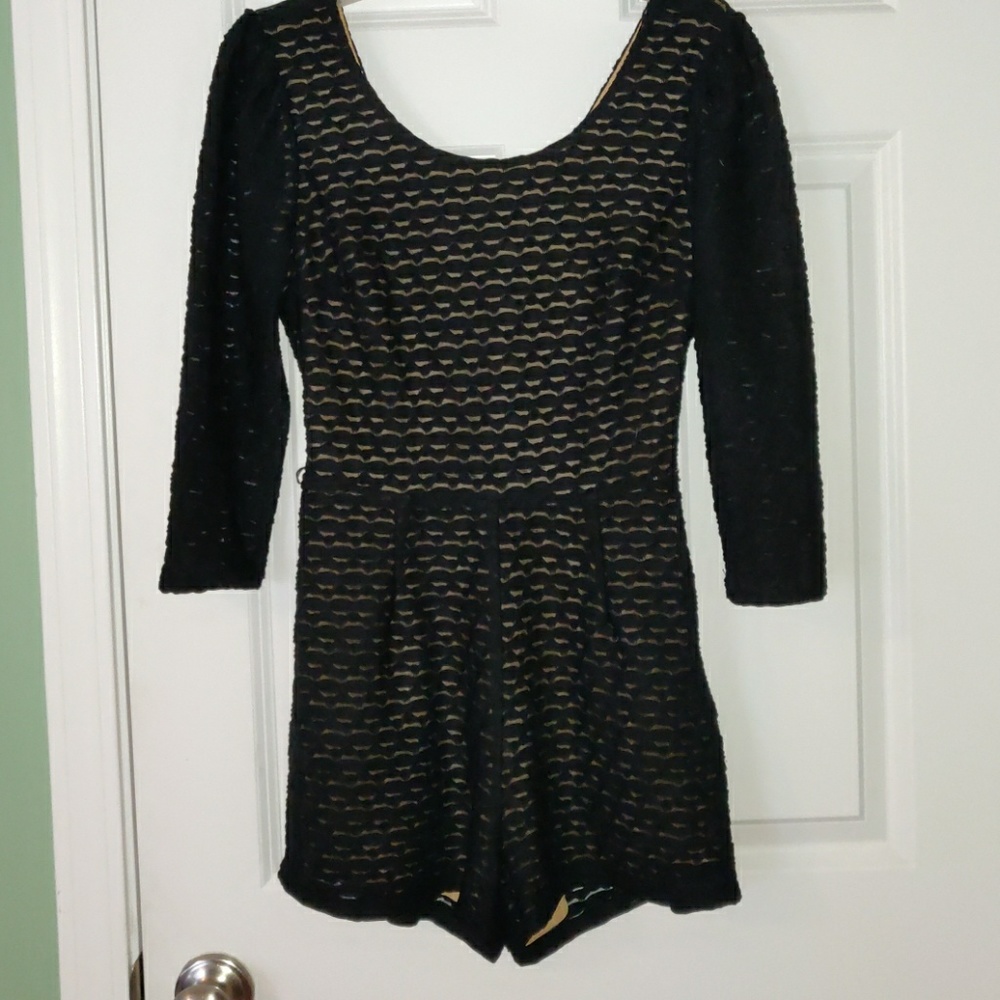 Ark & Co 3/4 Sleeve Sheer Shorts Romper